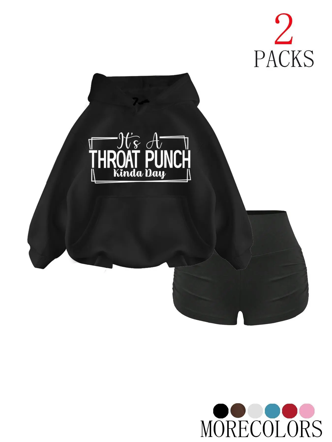 Women's 2-Piece Set, Casual Chic Long Sleeve Hoodie + Tight Fit Shorts, Tops Shorts Set, Perfect for Fall & Winter, Home Outdoor Travel Shopping, Comfortable Sleepwear, Casual Fashion Set, Casual Matching Set