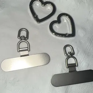 Upgrade Version 360° Rotating Stainless Steel Phone Lanyard Connector, Heart Shaped Non-Stick Metal Strap, Ultra-Thin Safety Rope Accessory Set, Cell Phone Charm