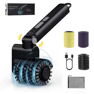 [Father’s Day Gift] Wireless Cordless Electric Stainless Steel BBQ Grill Brush - CSA Certified, Bristle-Free, Upgraded Stronger Power, Longer Runtime, 2 Heads + Scrub Pad Grease Cleaner for Outdoor Kitchen Backyard Grilling
