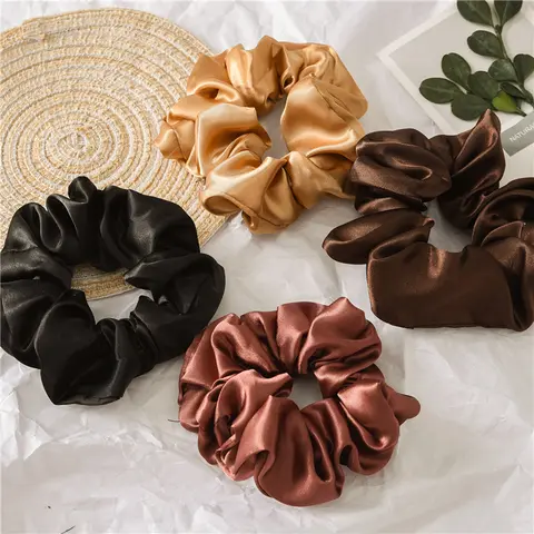 Colors Shipped Randomly Satin Silk Scrunchies Soft Hair Ties Fashion Hair Bands Hair Bow Ropes Elastic Bracelets Ponytail Holders Hair Accessories for Women Girls