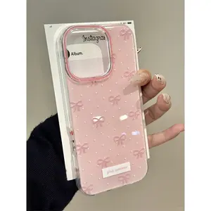 Single-Layer Foundation-Pink Bow Phone Case — Compatible with iPhone 16 Pro Max, Apple 15 (New Model), 14 Pro, and 13 Pro — Cute Style