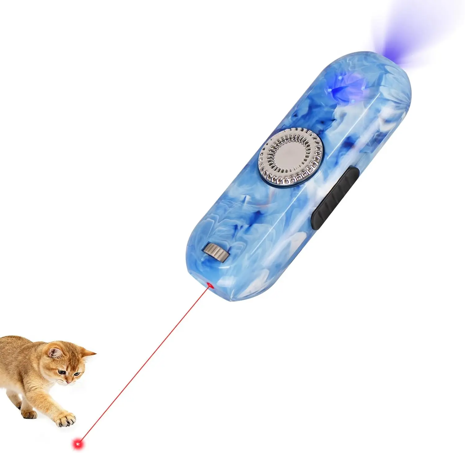 Cat Toy, Finger Rotatable, 3 Modes, 5 Fun Patterns, Rechargeable, Portable Dog Cat Toy for Indoor Cats Chasing and Exercise