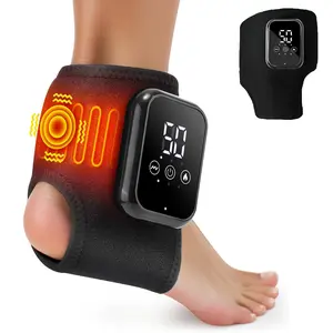 Rechargeable Ankle/Wrist Heating Pad Massager Wrap, 3 Heating Levels, 3 Massage Modes, 15-Min Timer, Rechargeable Touchscreen Design for Pain Relief & Recovery