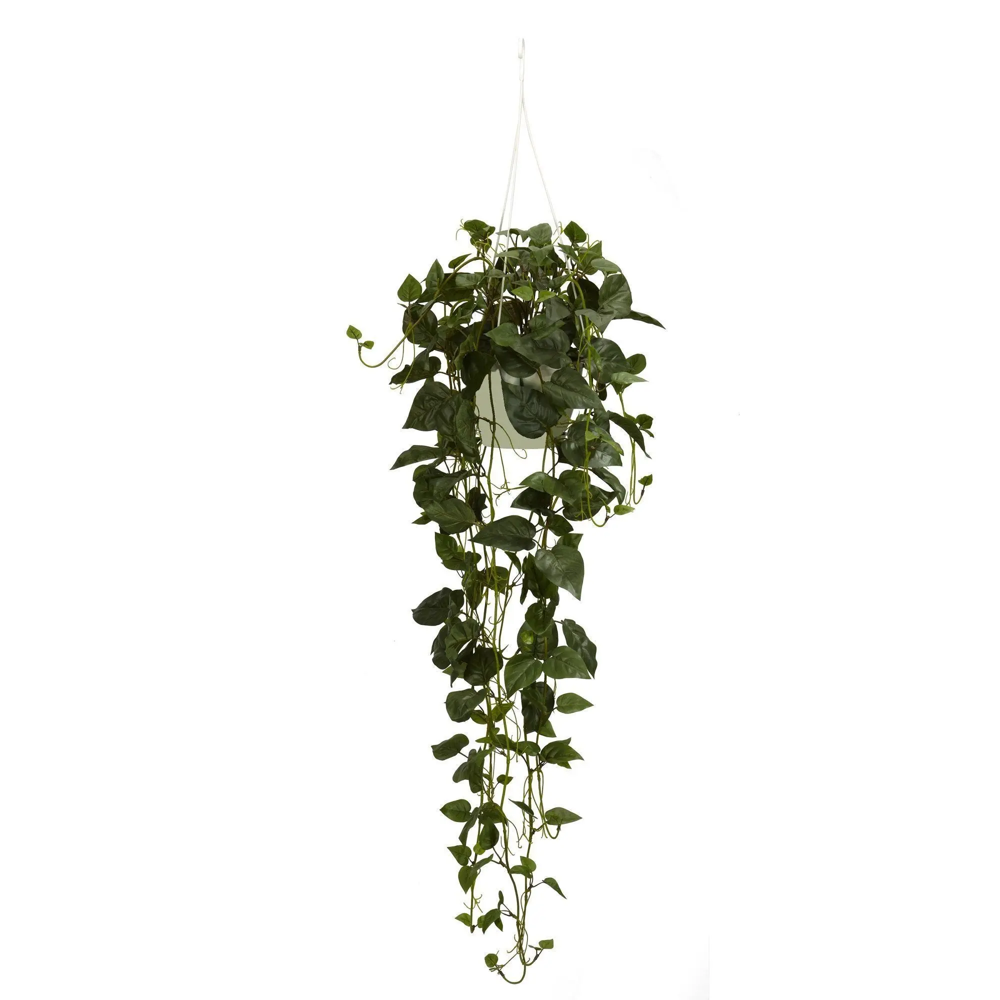 Artificial Philodendron Hanging Basket with Silk Leaves - Artificial Hanging Baskets, 44" Height Single Unit with 264 Meticulously Shaped Vines for Indoor Home Improvement, Garden Supplies Use, Hanging Plant Vines