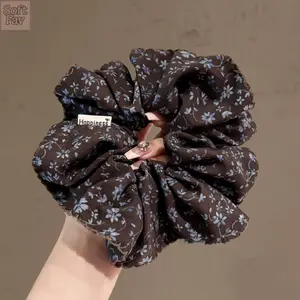 SoftFav 2026 3pcs Fashionable Floral Scrunchie for Women New Stylish Ponytail Elastic Durable Hair Tie with Charming Pattern outdoorfun