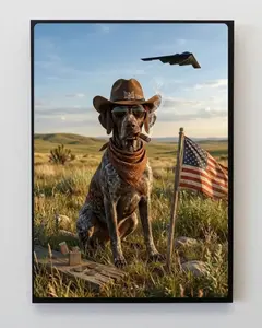 Patriotic Dog B2 Poster, 4th of July Wall Art, America 250 Anniversary Vintage USA Decor, Rustic Hunting Lodge Gift - TikTok Shop Poster ( No Frame)