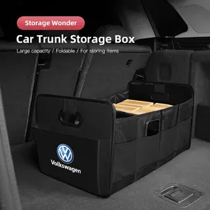 Foldable Car Trunk Leather Storage Box Waterproof Portable Auto Large-Capacity Organizer Bag Tool Accessories For VW Atlas Jetta Touareg Variant Golf Polo GTI Taos Nivus Passat Tiguan Arteon Taigo Caddy Sharan Beetle CC Amarok Transporter Caravelle Crafte