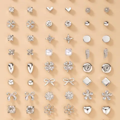 Cute Flower & Bow & Rhinestone Decor Earrings Set, Casual Earrings Set, Earring Stacks, Fashion Jewelry for Party, Daily Clothing Decor, Trendy All-match & Exquisite Jewelry for Birthday Gift