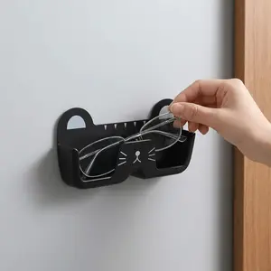 1-piece wall-mounted glasses storage box, cute cat-themed sunglasses organizer, suitable for bedside, bathroom, living room, and cabinet use.