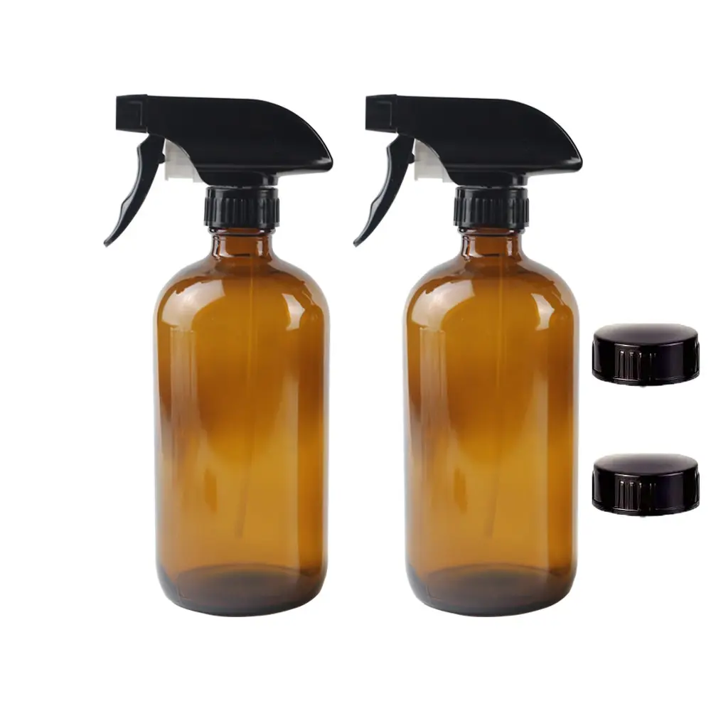 2pcs 500ml Amber Glass Spray Bottles Refillable Empty Bottle for Essential Oils Plants Cleaning Cosmetic Pump Bottles Set Liquid Dispenser Versatile Dispenser Bottle