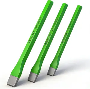3-Piece Heavy Duty Cold Chisel Set – Carbon Steel Metal Chisels (3/8", 1/2", 5/8") for Masonry, Metal & Woodworking