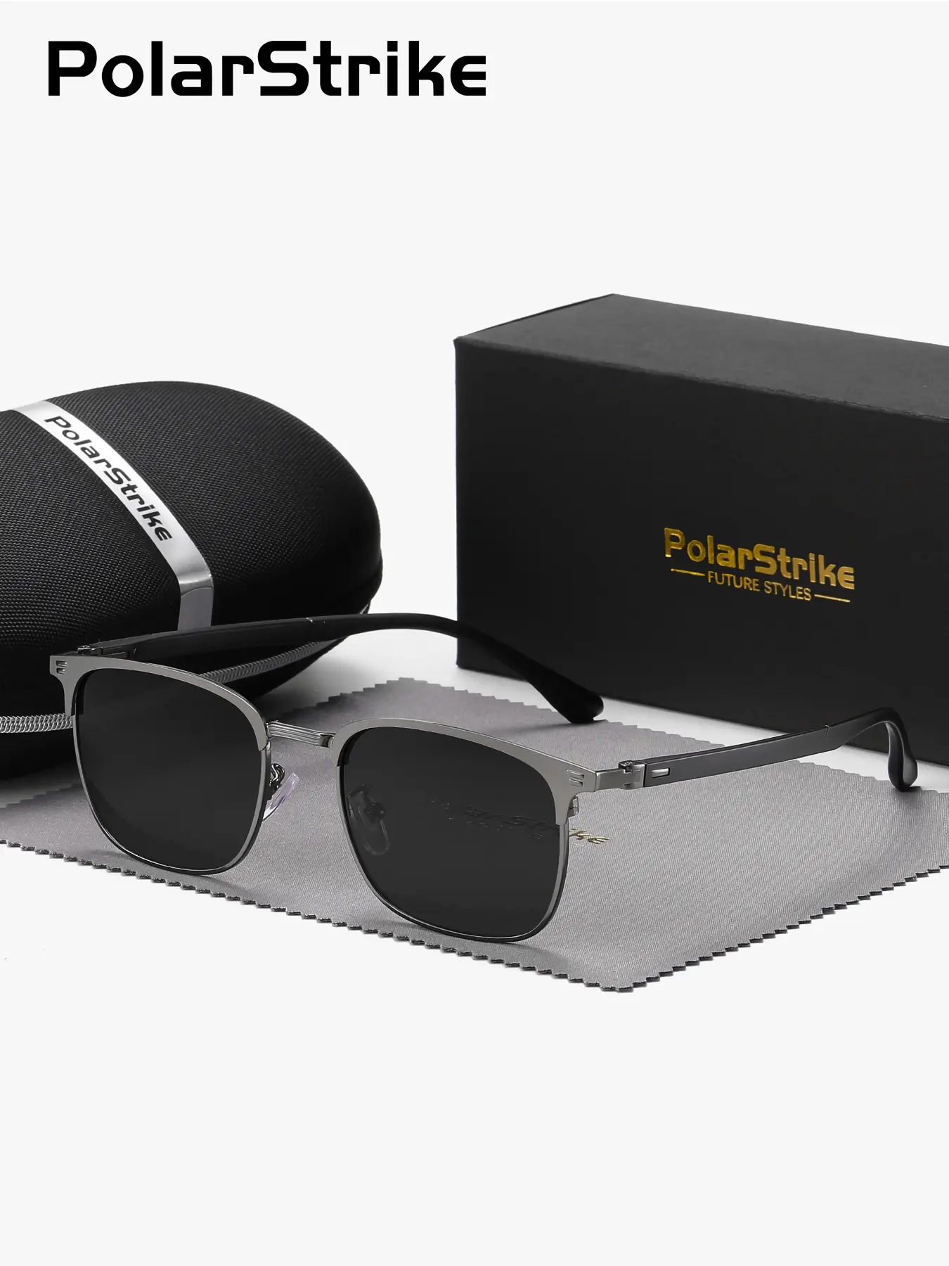 1 Pair PolarStrike Unisex Full Frame Square Metal Frame Polarized Fashionable Sunglasses Trendy Sun Glasses Simple design enhancing pure, natural charm UV400 Polarized Eyewear