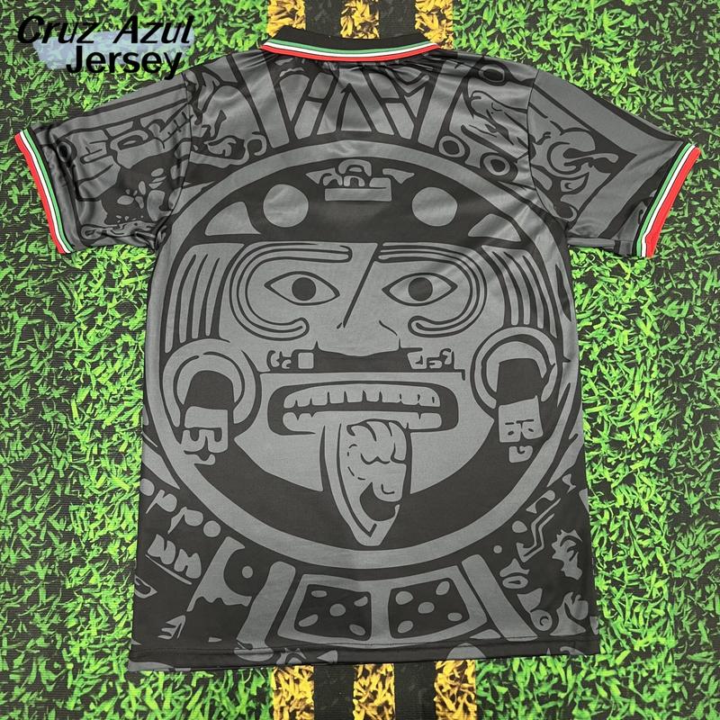 1998 France World Cup Mexico National Team Black White Green Red Short Sleeve Soccer Jersey