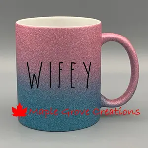 Wifey Pink to Blue Glitter Coffee Mug - 11 oz ceramic coffee mug