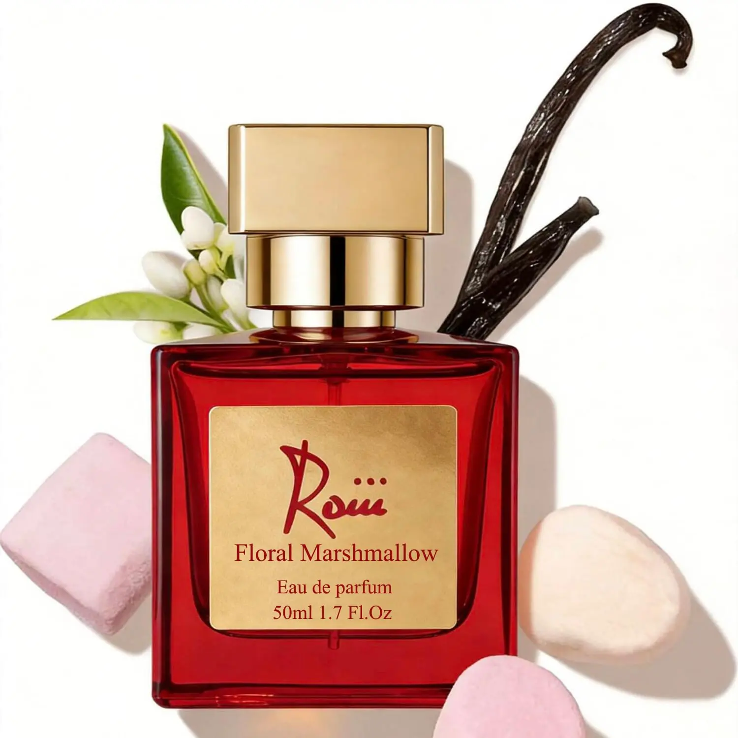 Roiii Floral Marshmallow,Women Perfme,Eau De Parfum,50ml,Marshmallow,Neroli,Bergamot,Orange Blossom,Honeysuckle,Jasmine,Orris,Amber,Vanilla,Musk
