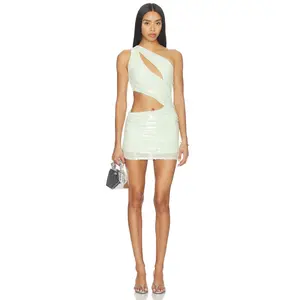 Lovers and Friends Lola Mini Dress in Light Green Sequin