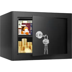 1.3 Cubic Feet Fireproof Safe Box with Key Lock Hidden Steel Security Box with Removable Shelf for Cash Jewelry Passports Medications Personal Safes for Home/Office 9.84"D x 13.78"W x 9.84"H
