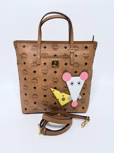 Pre-owned MCM Canvas Tote Bags Visetos Mouse & Cheese Tote Bag Top Handle Crossbody Authentic JD059MCM