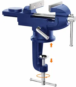 Bench Vise, 360° Swivel Base Vise,Woodworking Vise for Woodworking,Cutting Conduit, Drilling, Metalworking，Table Bench Vice Craft Vise, DIY Craft Carving Tool，Stable Grip, Easy Setup， Jewelry Fix Hack