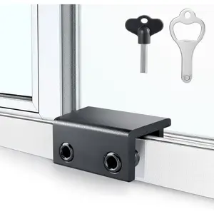 4 Pack Sliding Window Locks with Key for Vertical & Horizontal Sliding Windows Doors, Easy to Install, Adjustable Security Window Lock for Patio Bedroom Home and Office (Black)