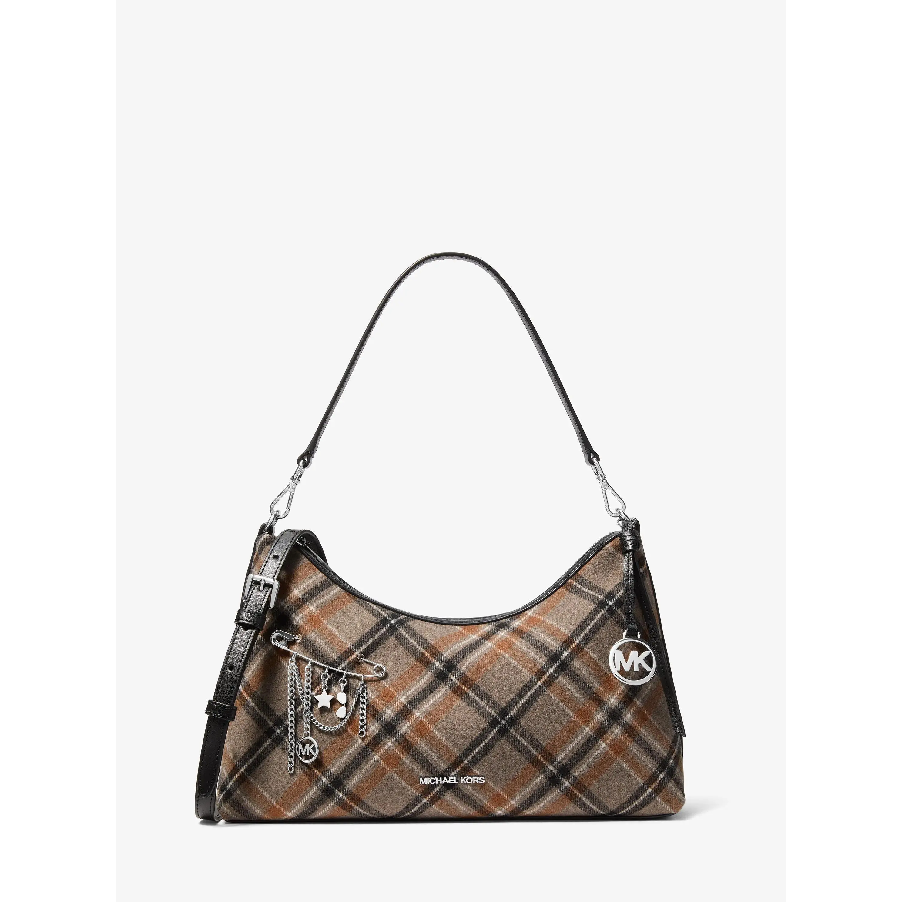 Sammy Medium Plaid Print Wool Blend Convertible Shoulder Bag