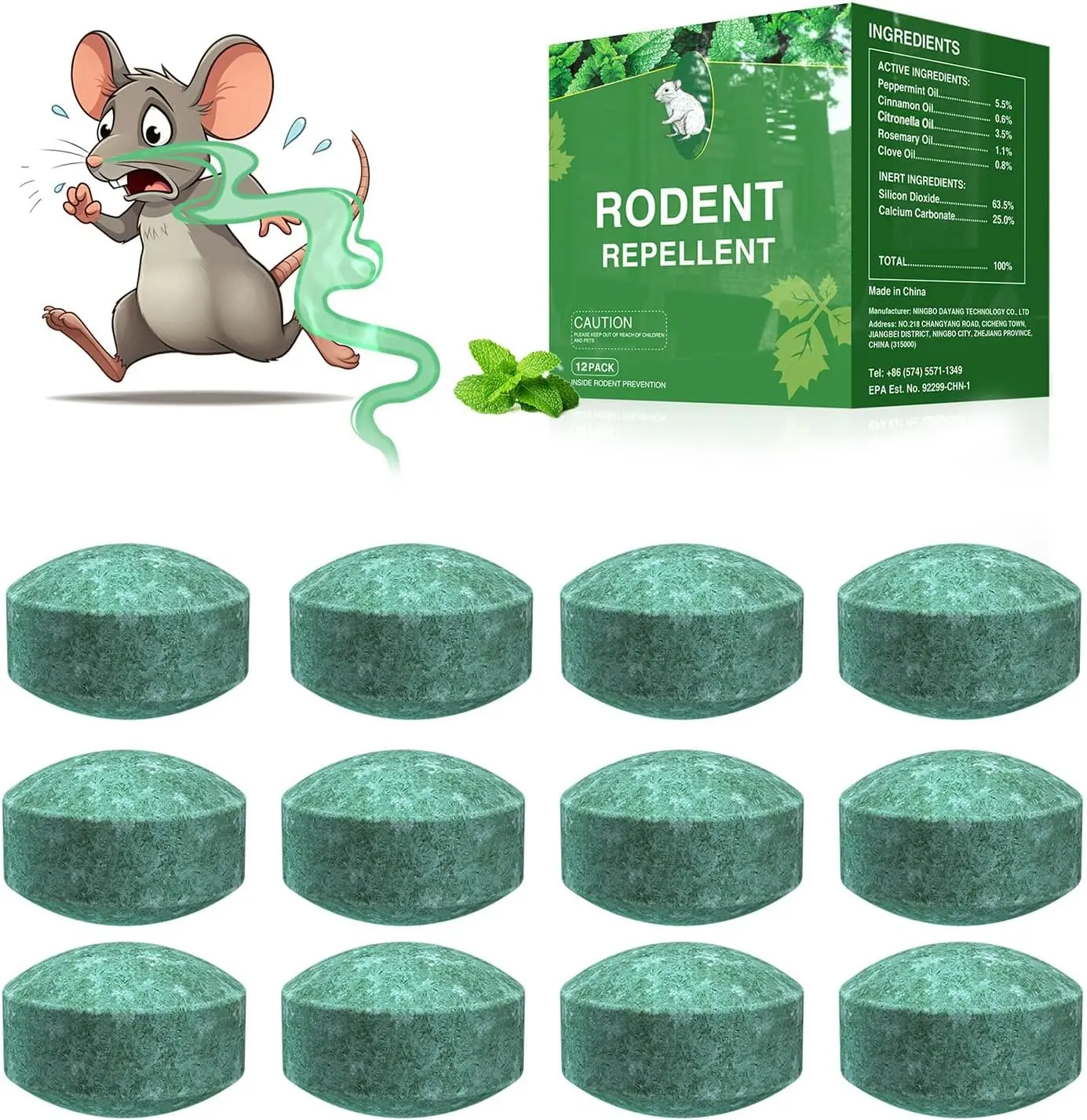 12 - Pack Popular & Trusted Peppermint Oil Mouse Repellent! Fast - acting, all - in - one formula powerfully and safely deters rats, mice, ants & more. Eco - friendly, cost - effective,and user-friendly.Long -lasting,Strong scent. Purchase with