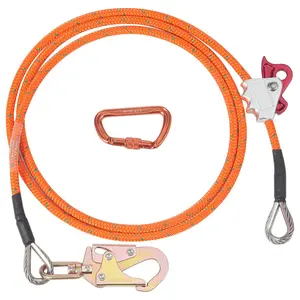 VEVOR 12.7mm Steel Core Flipline, 10ft(3m) Arborist Flipline for Tree Climbing with Alloy Steel Snap Hook & Aluminum Alloy Carabiner, 32KN Breaking Tension for Fall Protection, Tree Climber