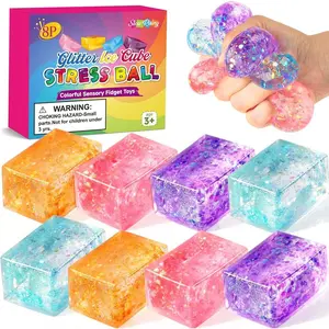 8 Pack Stress Ice Cube Squishy Stress Balls for Adults Kids, Nice Cube Fidget Toys for Anxiety Stress Relief,Slow Rising Squeeze Toy for Party Favors and Birthday Gifts