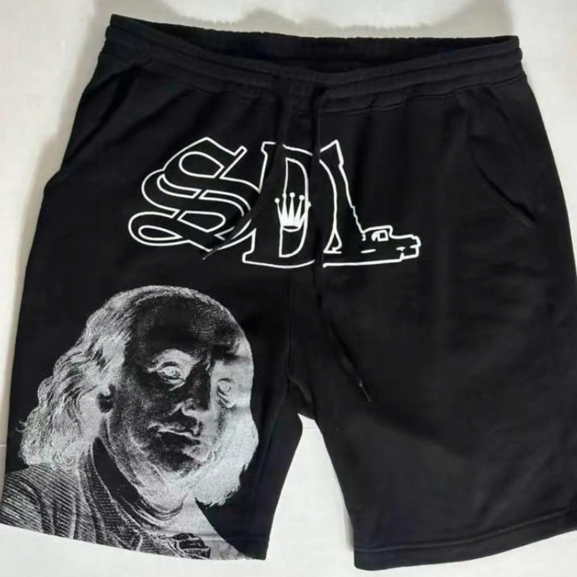 Men's S-DL Gray Black Shorts, Streetwear Hip Hop Shorts, Trendy For Outdoor Wear Daily Wear, Designer Clothing, Gift for him, Gift for her, Birthday's gift