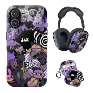 Jax Inspired Digital Circus Phone Case, Amazing Circus Airpod Max Case, Vibrant Cartoon Rabbit Shell Case Compatible with iPhone 17-11, AirPods Case, Airpod Gen 1-4
