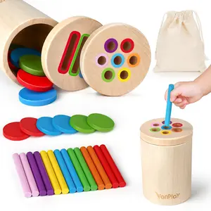 Joyreal Montessori Toys for 2 Year Old - Wooden Learning Color Sorting Toys for Toddlers, Fine Motor Developmental Infants Sensory Matching Games