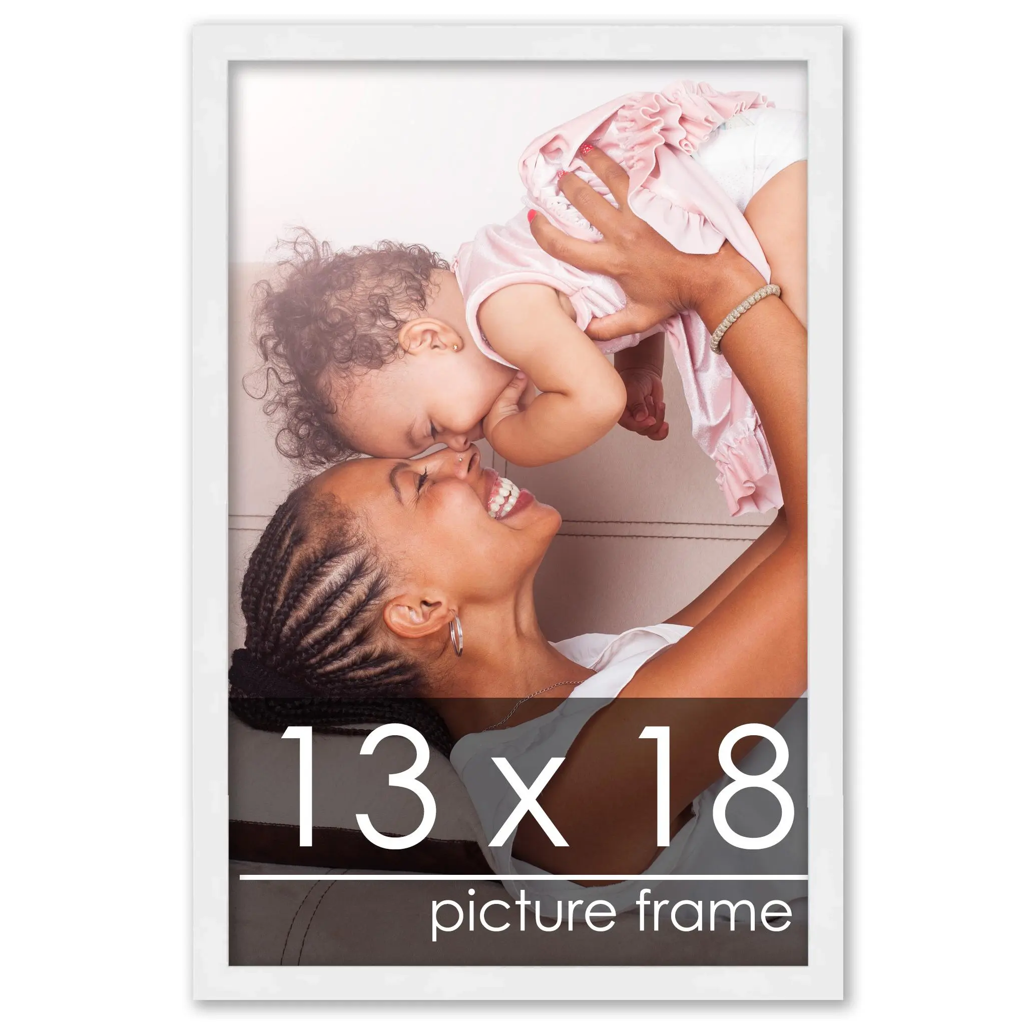 13x18 White Wood Picture Frame - UV Acrylic, Foam Board Backing, Hanging Hardware