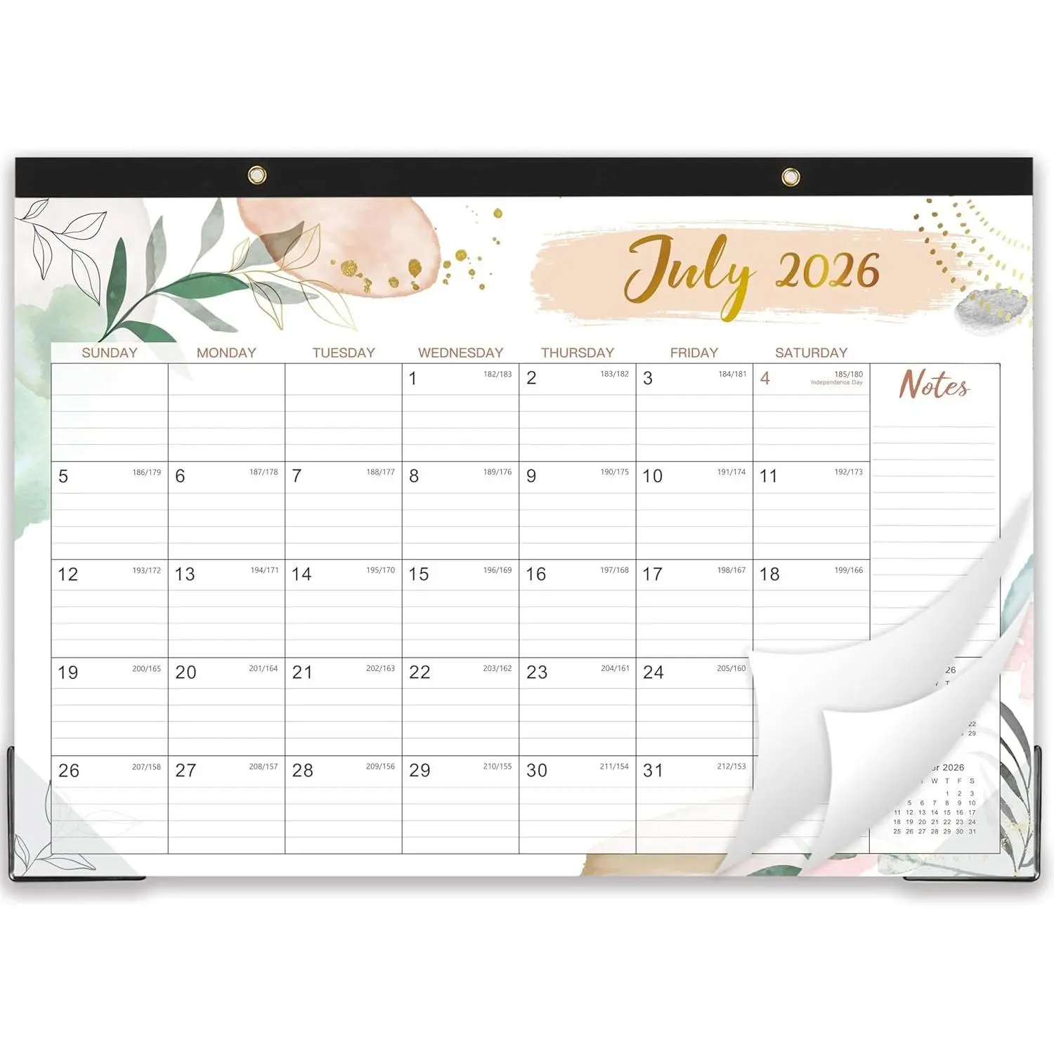 Desk Calendar 2026-2027 - 2026-2027 Desk Calendar 17x12, July 2026 - December 2027, 18 Monthly Desk/Wall Calendar Large 17" x 12", Large Ruled Blocks, Notes, Thick Paper