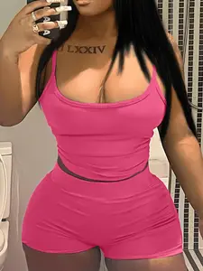 Women's Comfortable Strapless Top & Shorts Set, Womenswear, Casual Long Sleeve Crop Short Length, Fitted Drawstring Design, Perfect for Holidays,  Daily Wear，For Spring & Summer