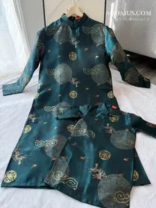 Dark Green Father Son Matching Ao Dai M18