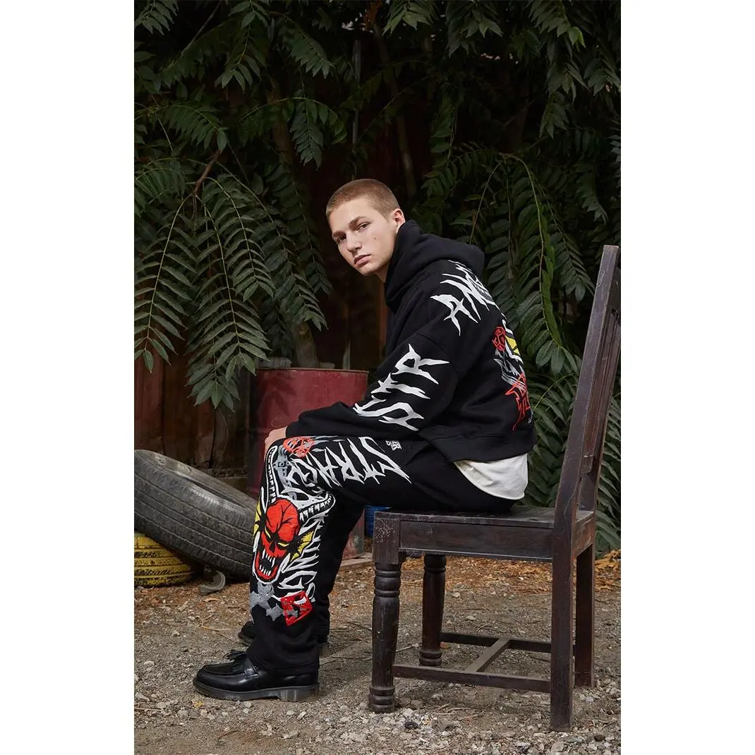 Netflix Men's x Stranger Things Black Hellfire Club Baggy Sweatpants Netflix Men's x Stranger Things Black Hellfire Club Baggy Sweatpants