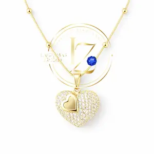 COD#2040  Beaded Chain with Heart Pendant and Small Pendant - Gold Finish Necklace 18 inch Long