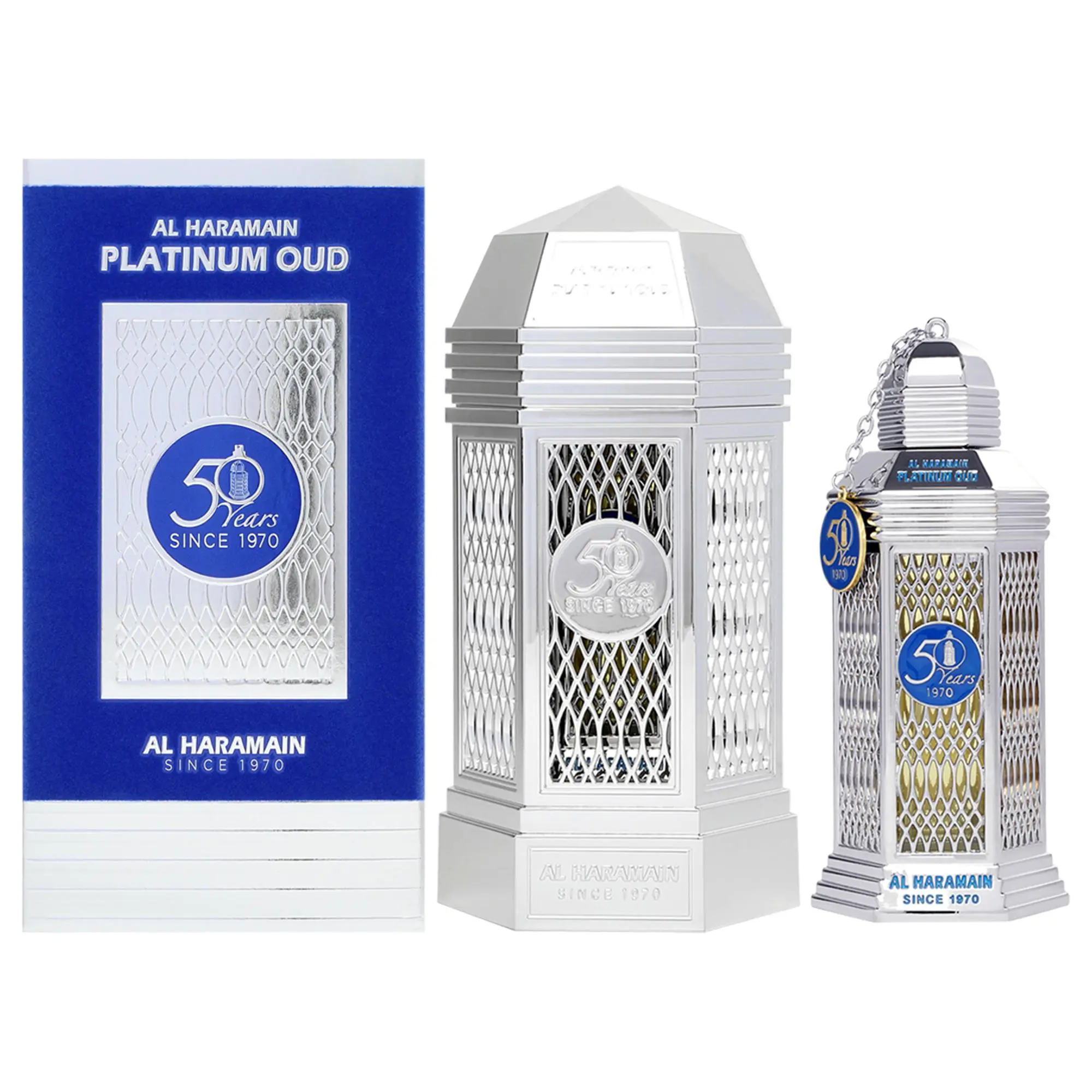 Al Haramain Platinum Oud Classic Unisex EDP Spray - 3.4 fl oz Arabic Perfume Lantern Bottle, 50 Years Legacy, with Box, Arabic Perfume Bottle Unisex Fragrance