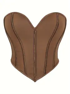 Sexy Women's Strapless Mesh Corset Top Underwear, Breathable Two-Layer Satin Texture, Elegant Court Style Blouse, Perfect for Parties and Events, Womenswear, Spring