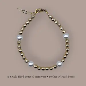 Gold Filled Beads & Hardware • Mother Of Pearl Beads Bracelet