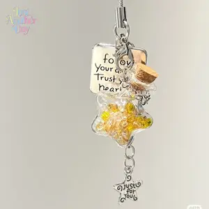 Glitter Star Wishing Bottle Phone Charm, Cute Star Keychain & Bag Hanging Ornament, Aesthetic Accessories for Girls, Perfect for Daily Styling & Photos