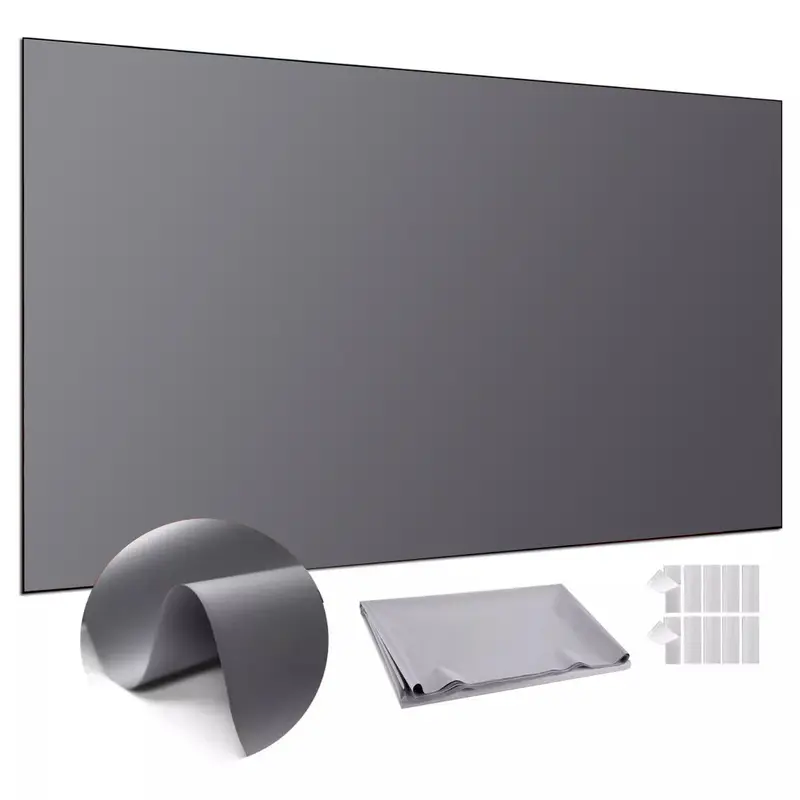 100inch 4K UHD Anti-Light Foldable Portable Projector Screen (Front view provides optimal clarity) for Home Theater Party Office Classroom Outdoor Indoor Movie Projection Screen 72-130inch