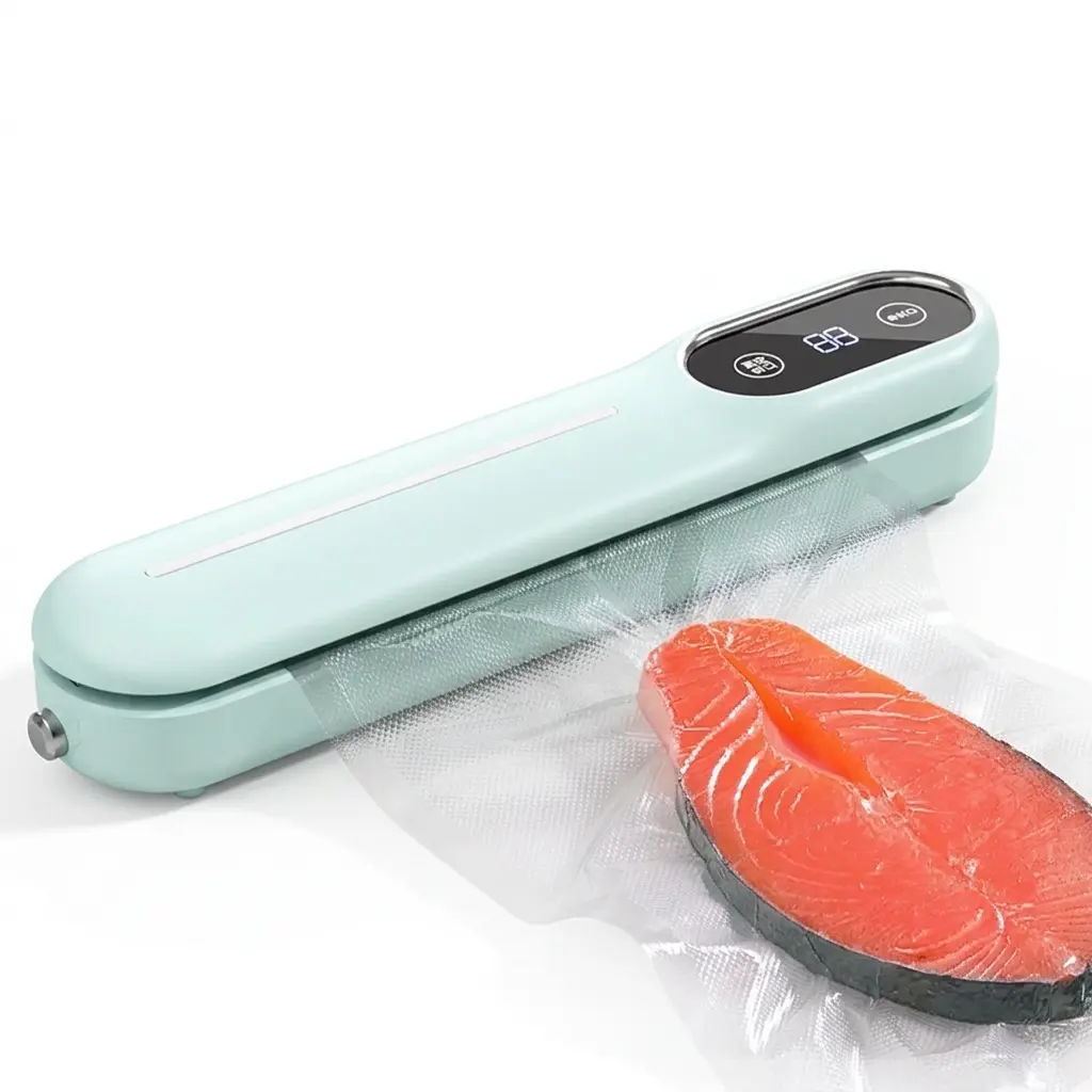 Automatic Vacuum Sealer Machine for Home Kitchen Use Compact Food Saver with One Touch Operation Ideal for Freshness Preservation and Long Term Storage of Snacks Meats Vegetables Fruits and Leftovers