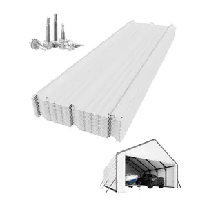 Heavy-Duty PE Enclosure Kit (2-Pack) for Metal Carport - 220gsm Roll-Up Zipper Door Panels for 20x25, 20x20 ft, with Ball Bungees, White | Must-Have Carport Upgrade