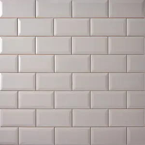 Timeless Soft Gray Beveled 3x6 Ceramic Tile Glossy Sample