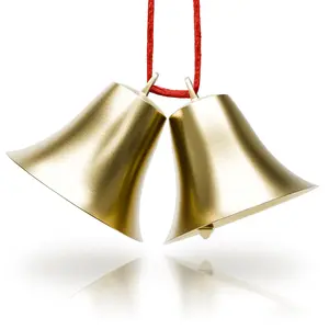 Bells for Door Knob 2 Pack - 2" * 1.8" Vintage Brass with Hanging Loop, Small Bell with Clear Ringing Sound for Home Entry, Office & Shopkeepers - Hanging Bell for Door Opening, Crafts & Holiday Decor