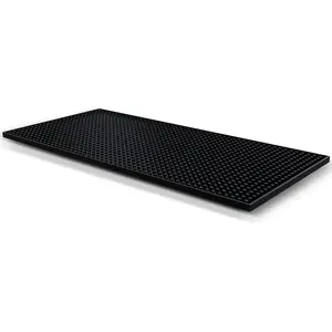 12" x 6" Professional Service Mat, Black - Sturdy Thick Durable and Stylish Service Bar Mat for Spills, Coffee, Bars, Restaurants, Counter Top Dish Drying Mat Glass Drying Mat (, Black)