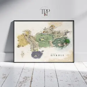 Legend of Zelda Map Poster, The Lands of Hyrule Wall Art, Vintage Game Map Print, Unique Gift for Gamers