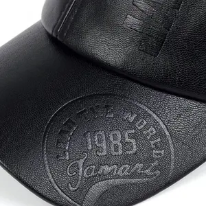 Trendy cool leather letter cap