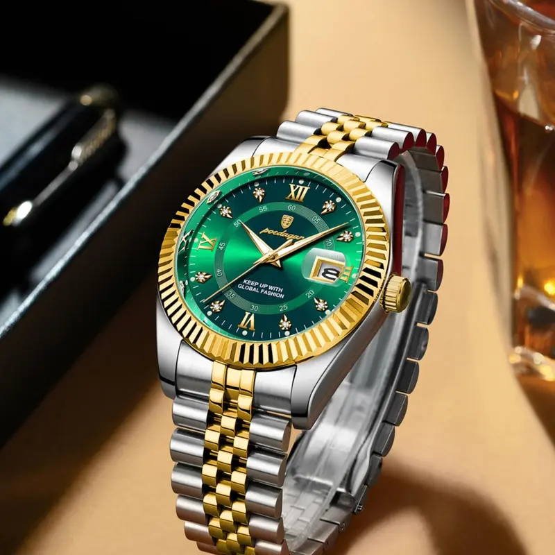 Men's Round Dial Analog Quartz Watches, Business Fashion Watches for Party, Trendy All-match & Exquisite Watch for Birthday Gift with Box, Modern Fashionable Wristwatch, Fashionable Stylish Watch